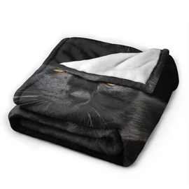 Black Cat Flannel Throw Blanket Lightweight Soft Warm Bed Throws for Home Couch Room Sofa Office Travel Camping Dorm Decor Adults Kids Gifts 50x40 Inch
