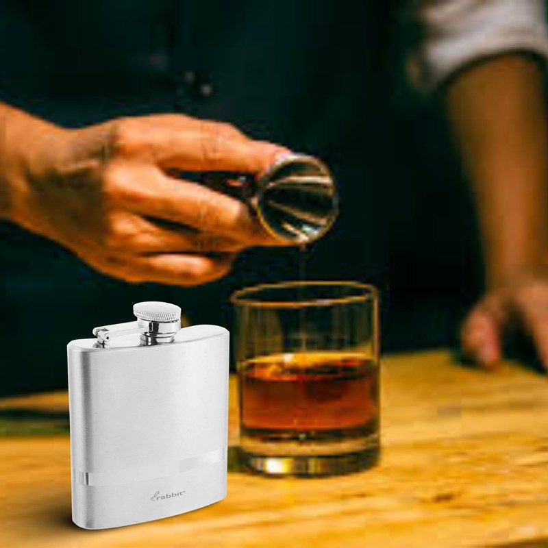 Rabbit Polished 6 Fl. Oz. Stainless Steel Pocket Flask, 18/8