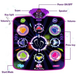 Kusntin Dance Mat for Kids, Adjustable Volume, Built-in Music, 5 Game Modes, Dancing Game Pad for 3 4 5 6 7 8+ Year Old Girls Boys, Dance Toys Gifts, Perfect Xmas Birthday Gift