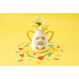 CGB Giftware | Ceramic Twin Handled Floral Bud Vase | ‘You Are My Sunshine’ | Sunflower Flowers |Yellow | Gift Box | Gift For Home | Live Happy Range | GB06553