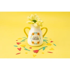 CGB Giftware | Ceramic Twin Handled Floral Bud Vase | ‘You Are My Sunshine’ | Sunflower Flowers |Yellow | Gift Box | Gift For Home | Live Happy Range | GB06553