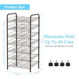 Vrisa Can Organizer for Pantry 7-tier Can Dispenser Rack Holde up to 84 Cans Multifunctional Can Holder for Canned Food Storage Kitchen Cabinet or Pantry Shelf Rustic Brown