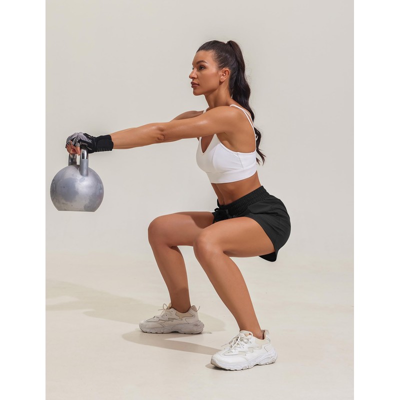 Pinspark - Pantalones cortos de gimnasio de cintura alta para