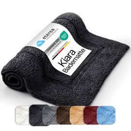 etérea Kiara Cotton Bath Mat, Toilet Mat, Washable Ökotex 100 Certified, Soft, Fluffy and Low Harmful In Size 60 x 60 cm and in Black