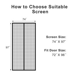 MAGZO Magnetic Screen Door Fit Door Size 72 x 96, Fiberglass Sliding Door Mesh Curtain with Heavy Duty-Grey