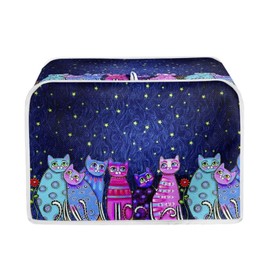 Xoenoiee Colorful Cats Pattern Toaster Cover 2 Slice Small Appliance Covers Organizer Toaster Bag Bread Maker Cover Washable Toaster Oven Cover, S