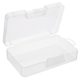 PATIKIL Clear Storage Container with Hinged Lid 162x92x43mm, 2 Pack Plastic Rectangular Box for Beads Art Craft
