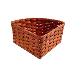 Amish Corner Storage Handmade Solid Oak Woven Wicker Basket (Medium)