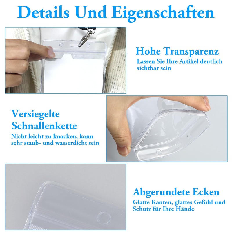 Pack of 12 Transparent Card Holders, Clear ID Card Protective