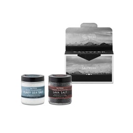 Saltverk Gift Box w/Lava salt + Pure salt, [3,17 oz x 2] | Flavoured salts | All natural | Sustainable | Gluten Free | Unrefined | Great for Grilling | Keto | Eco