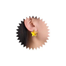 Cybche Boho Acrylic Starfish Earrings Yellow Star Stud Earrings Amber Star Earrings Large Starfish Stud Earrings Star Lucky Earrings Jewellery for Women, Zinc, No Gemstone