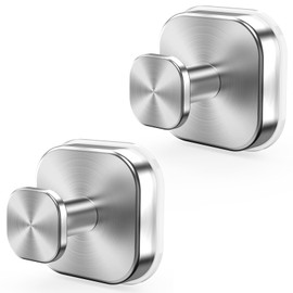 homeasy Pack of 2 Suction Cup Hooks Extra Strong Suction Cup Hooks Square Vacuum Suction Cups with Hooks Towel Holder Suction Cup Hook No Drilling for Kitchen Bathroom Office Silver