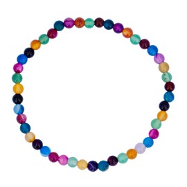 Taddart Minerals - Colourful Natural Gemstone Agate Bracelet with 4mm Balls on Elastic Nylon Thread - Handmade, Rubber