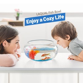 2 Gallon Glass Fish Bowl with Decor, Include Fluorescent Stones & Colorful Plastic Trees, High White Glass for Clear View, Small Fish Bowl/Vase/Aquarium for Betta Fish/Goldfish, Nice Home Décor