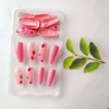 Flower Press on Nails Long Coffin Fake Nails Pink Style