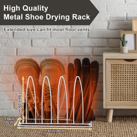 Dunkive 2 Pack Metal Shoe Drying Rack, Shoes, Boot, and Glove Drying Rack, Dryer Racks for Shoes and Dryer Shoe Racks Inside Dryers (White)