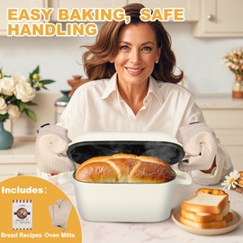 Oval Enameled Cast Iron Dutch Oven with Lid - 3.6QT Sourdough Bread Pans for Baking