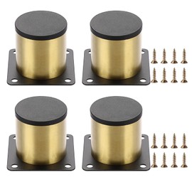 SUMTree Pack of 4 5 cm Furniture Feet, Stainless Steel Cabinet Feet, Legs for Chairs, Table, Cabinet, Desk, Sofa, Furniture Legs with Screws, Easy Assembly, Round (Golden)