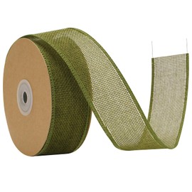 G2PLUS 4cm Hessian Burlap Ribbon, Sage Green Wired Ribbon for Crafting and Wreaths, 10m for Bows Making, Rustic Wedding Decoration