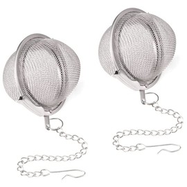 KOMUNJ 2 Pcs Stainless Steel Tea Strainer Food Grade Mesh Tea Filter, Tea Filter Spice Filter Ball Herbs Infuser with Extended Chain Hook, for Loose Leaf Tea and Spices Seasonings, 4.5cm