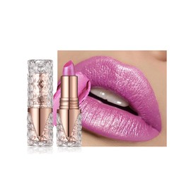 Metallic Glitter Pink Lipstick Long Lasting,Diamond Shimmer Liquid Lipstick Transfer Proof Non-Stick Nude Lip Gloss,High Pigmented Lip Color Creamy Lip Stick Makeup for Women-04
