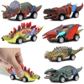 LUKIUP Dinosaur Toy Car, Pack of 6 Children's Toy Vehicle, Dino Pull Back Toy Car, Christmas, Easter, Birthday Gift for 3 4 5 6 7 8 Years Boys Girls