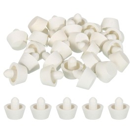 sourcing map 25Pcs Boat Shape Glass Top Table Bumpers with Stem, Soft Rubber Grippers Anti Slip Pads for 6mm Hole, Table Spacers Furniture Cabinet Pads Foot End Caps Covers Protectors, White