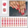 Rchovsam Long Square Press on Nails xl Red French Tip