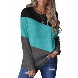 Zeagoo Womens Tunics To Wear With Leggings Long Sleeve Color Block Shirts Fall Layer Basic Top Crewneck Dressy Work Tops