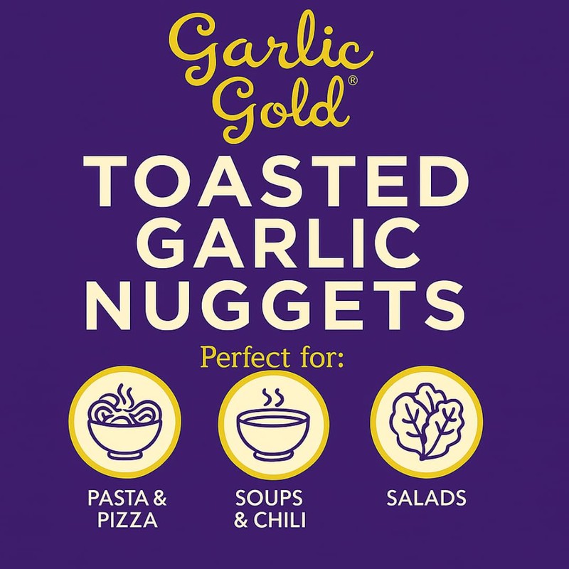 Garlic Gold Toasted Nuggets, Crunchy Roasted Garlic Seasoning, USDA Certified