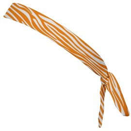Zebra Orange & White Elastic Tie Running Fitness Skinny Headbands Made In USA