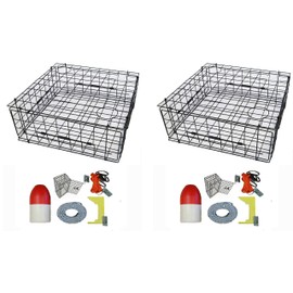 2-Pack of KUFA Vinyl Coated Crab Traps & Accessory Kits (100' Lead Core Sinking line,Caliper,Harness,Bait Bag & 11" Float) (S70+CEC1) x2