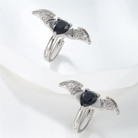 Punk Bat Black Cubic Zirconia Small Hoop Earrings for Women Men Cartilage Fashion Animal Huggie Hoops Hypoallergenic Sleeper Hooped Personazlied Jewelry Party Gift Bff