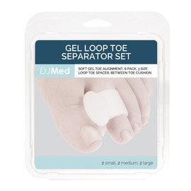DJMed Soft Gel Toe Separators with Loop - Overlapping Toes Spreaders – 3 Pairs, 6 Pieces