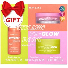 I Dew Care Skincare Set - Vitamin To Glow Pack | Illuminating Vitamin C Trio with Niacinamide, Travel Size, Cream, Lip Mask, Serum