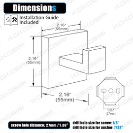 KOKOSIRI Bathoom Towel Hook Wall Mount Square Bath Robe Hook Coat Hook Kitchen Garage Heavy Duty SUS 304 Stainless Steel 3 Pack Polished Chrome B1010CH-P3