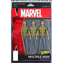 Uncanny X-Men #2 COMIC BOOK with Variant Multiple Man Action Figure Cover art by John Tyler Christopher (NOT AN ACTUAL TOY)