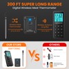 Wireless Meat Thermometer, 300FT Wireless Meat Thermometer Digital with Alarm