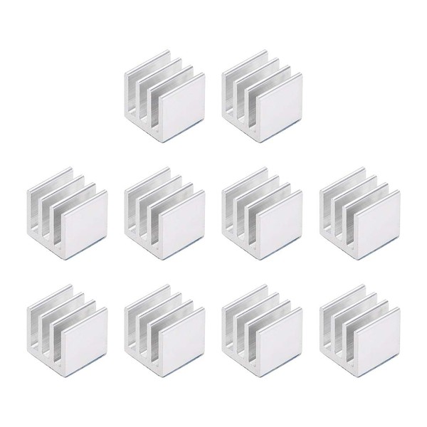 uxcell 10x10x10mm Silver Tone Aluminum Heatsink Thermal Adhesive Pad Cooler