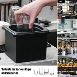 Stainless Steel Pitcher Rinser, Small Black Automatic Cup Washer Kitchen Sink Rinser for Hotel Bar Cafe Coffee Milk Tea
