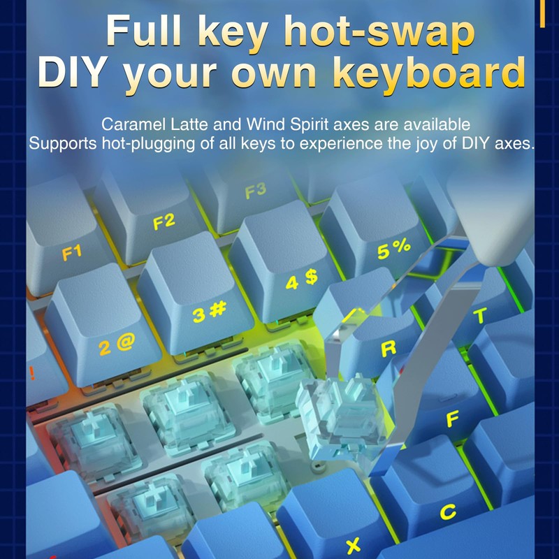 AULA F108 Wireless Mechanical Keyboard, Full Size Gaming Keyboard with