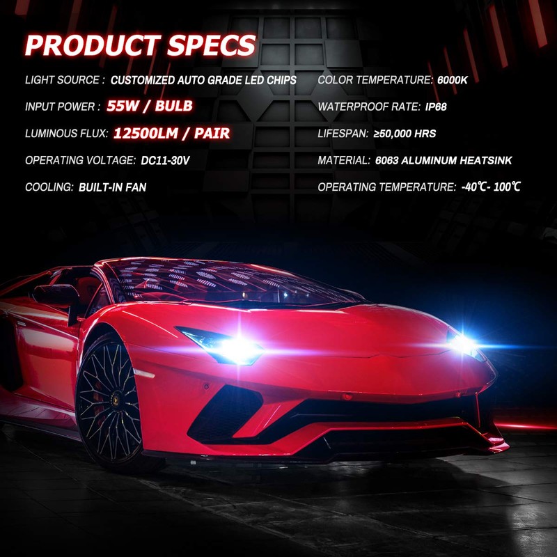 DDM Tuning Saber 55W ProX Accu/V2 LED Kit, 12500LM, 6000K,