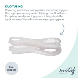 Motif Medical Tubing for Motif Duo Breast Pump - Pump Tubing Replacement W/Connectors - Easy-to-Replace Lactation Tube - Essential Breast Pump Parts for Pump Maintenance (32”, 2 Tubes)