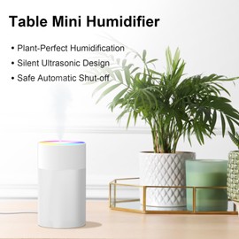 Portable Small Humidifier, USB Personal Desktop Humidifier for Car, Office Room, Bedroom, Auto Shut-Off, 2 Mist Modes, Super Quiet, 200ml