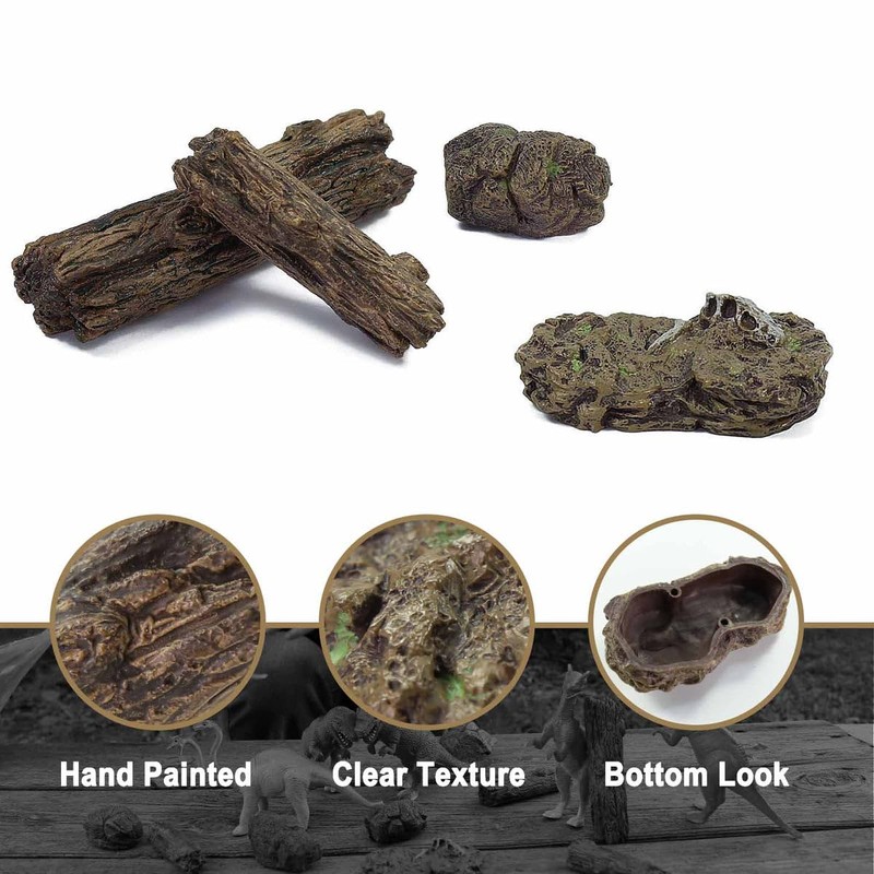 9pcs Artificial Tree Stump Fossil Stone Rock Mini Garden Figurines
