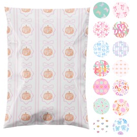 Pretty Package Store 6x9 Designer Poly Mailer 100 Pack Heavy Duty Waterproof Self Seal Shipping Bags for Small Business Large Mailing Envelopes Bulk Tear Resistant Packaging Pumpkins Bows Fall