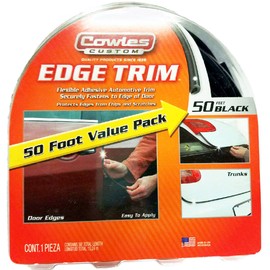 Cowles - Enhanced 50fT Black U-Channel Edge Guard Trim, 50FT Flexible Plastic (PVC) Bumper Protector Accessory, Door Guard for Cars, Trucks, SUV, ATV, Boats