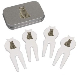 Azeeda 'Alert British Shorthair Cat' Golf Divot Tool/Repair Fork Gift Set (GO00071396)