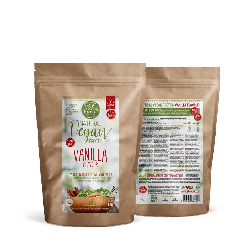 Ekopura Natural Vegan Protein – Vanilla - 500g | 75%