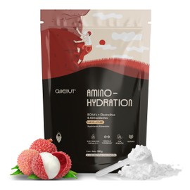 QUENUT - Amino-Hydration, BCAA y Electrolitos en Polvo, 500g (50 Porciones) - Sin Azúcar, Antioxidante, Hidratación y Energía Instantánea, Claridad Mental - (Lychee)